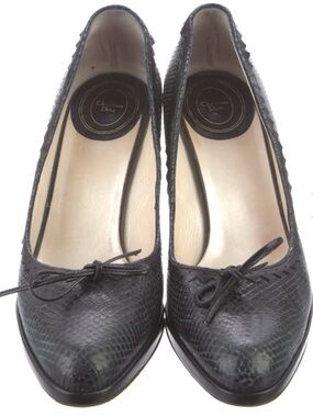Dior Black Leather Snakeskin Pumps Size 41 IT 10 US GUC